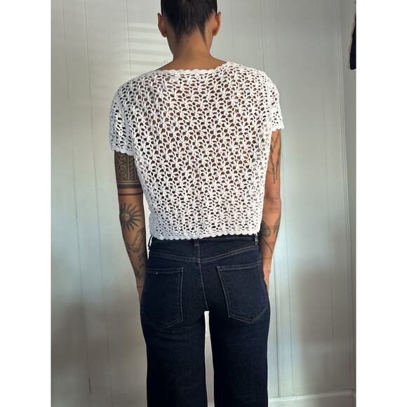 Vintage White Knit Cardigan Size Small - Picture 2 of 2